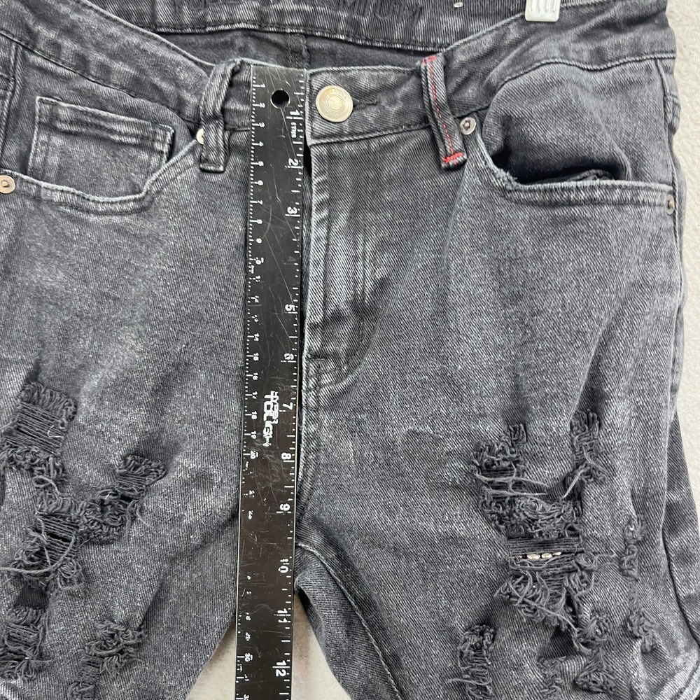 Rue21 Skinny Arc Supreme Flex Jeans Mens 30x30.5* Black Distressed Denim Pants - Picture 8 of 13